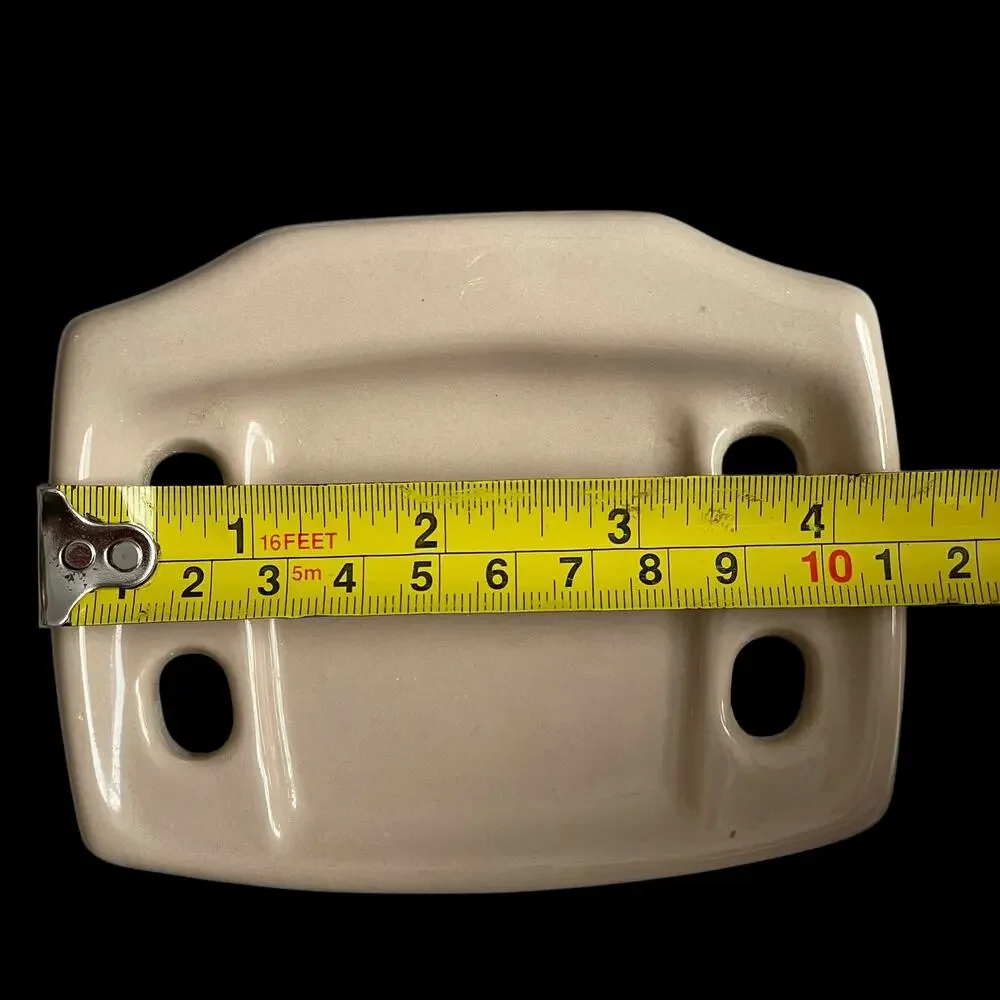 Vintage Porcelain Toothbrush Holder Wall Mount Bathroom 4 Slot Taupe Beige READ